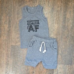 Gray Tank Top and Shorts Set